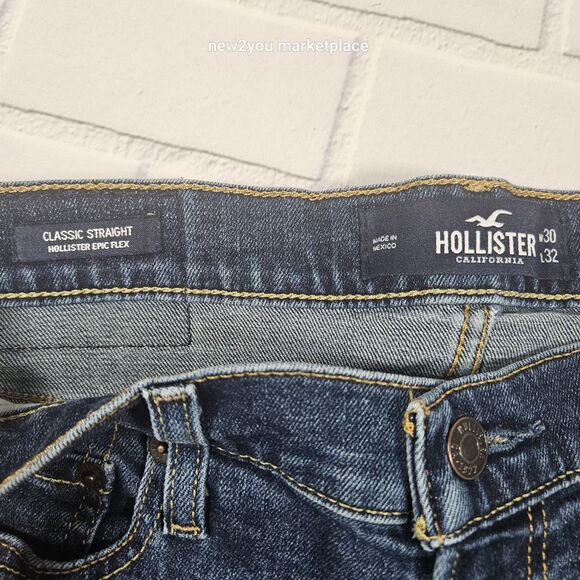 Hollister Jeans Mens 30x32 Blue The Hollister Classic Straight Distressed - Picture 5 of 10